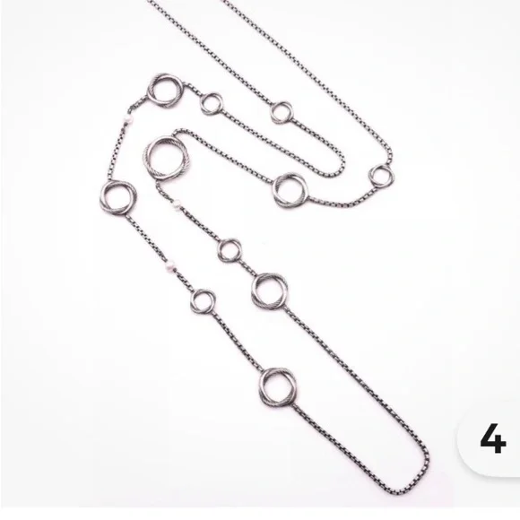 David Yurman Infinity Station Necklace With Cultured Pearls and Toggle Clasp - Picture 1 of 12